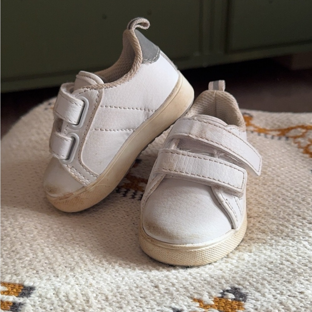 Kids White Velcro Sneakers - Casual Everyday Shoes